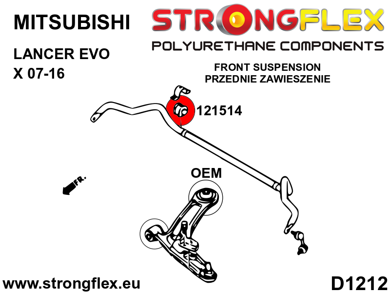Silentblock de barra estabilizadora delantera / trasera SPORT Mitsubishi (121514A)