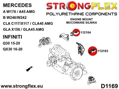 Inserto de soporte del motor Mercedes Clase A W176 A45 W246 W242 C117 X117 (112104B)
