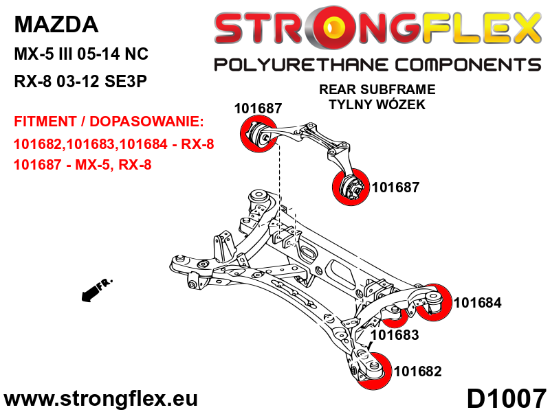 Silentblock trasero del eje trasero SPORT Mazda RX-8 SE3P (101684A)