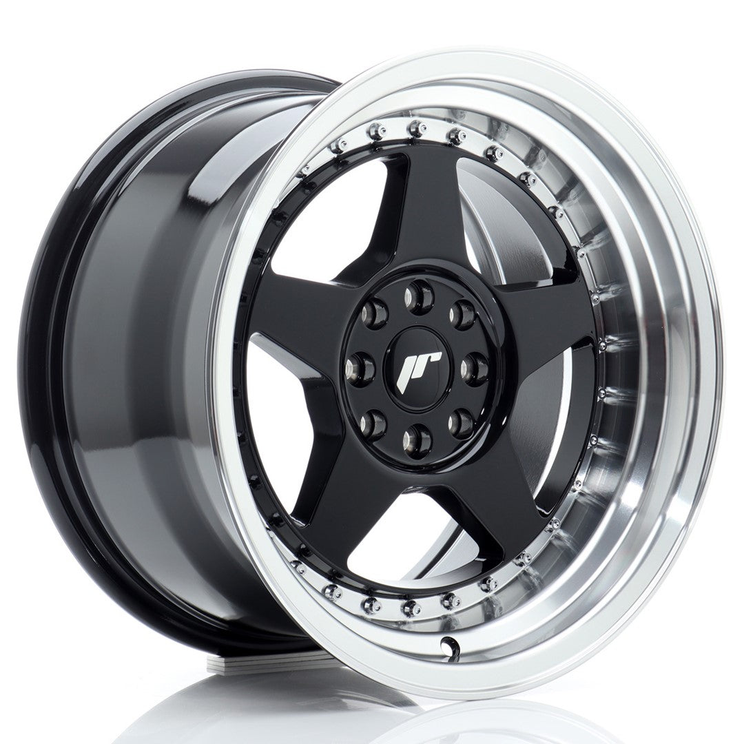 Llanta Japan Racing JR-6 16x9" 4x100/4x108 ET20 negro brillo / labio mecanizado