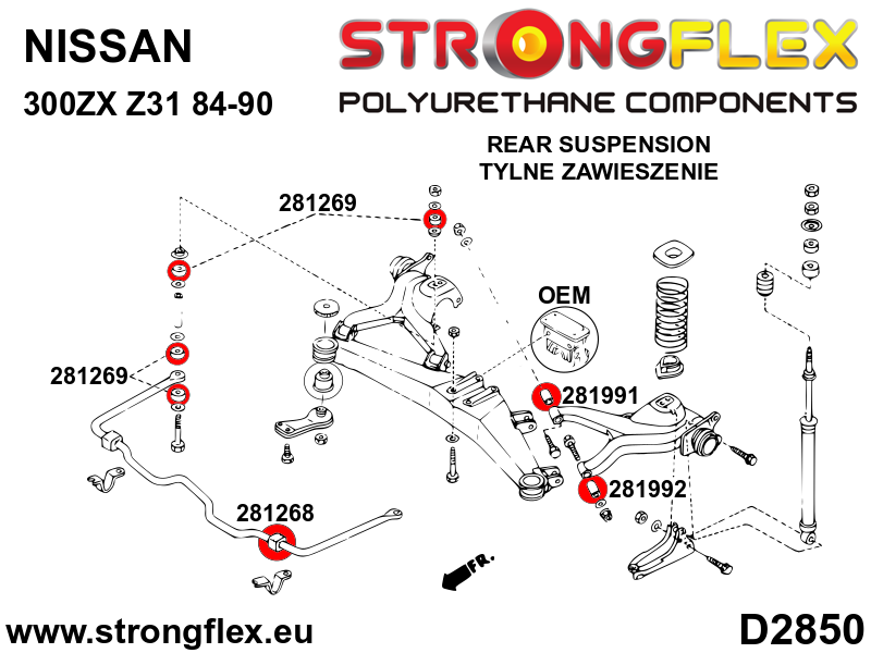 Silentblock de bieleta de la estabilizadora trasera Nissan 300ZX Z32 R32 (281269B)