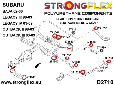 Kit de montaje del eje trasero SPORT Subaru Legacy Outback Baja (276246A)