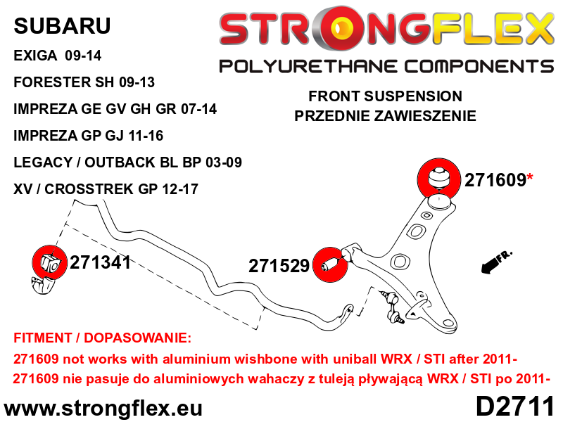 Kit completo de silentblocks de suspensión SPORT Subaru Legacy Outback (276160A)