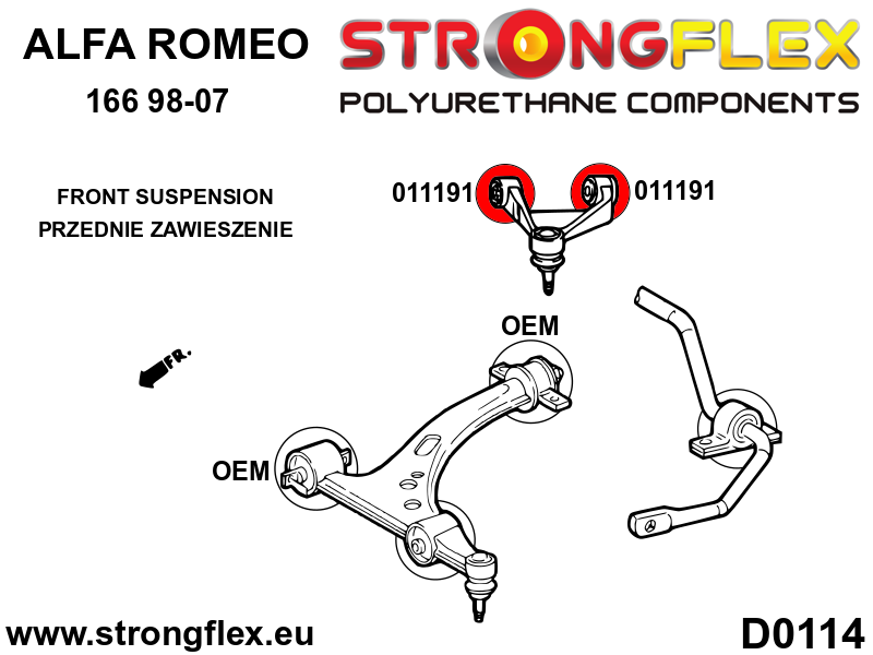 Silentblock del brazo superior delantero Alfa Romeo 147 type 937 Q4 FWD (011191B)
