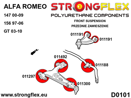 Silentblock del brazo superior delantero Alfa Romeo 147 type 937 Q4 FWD (011191B)
