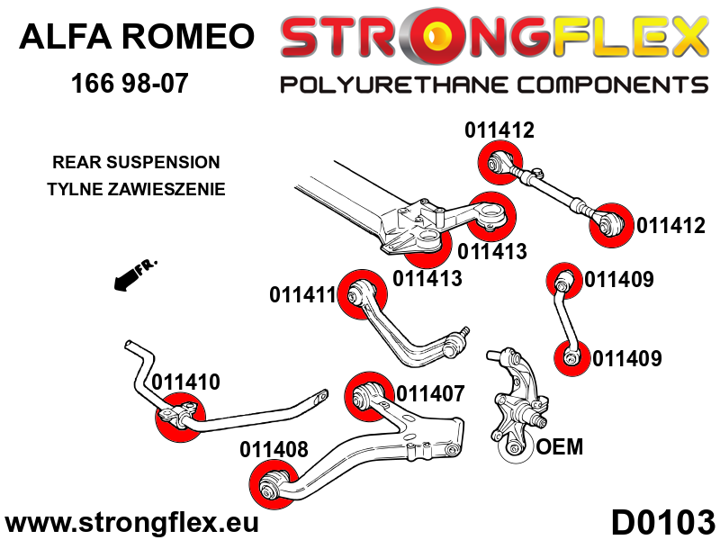 Silentblock de horquilla trasera SPORT Alfa Romeo 166 type 936 (011407A)