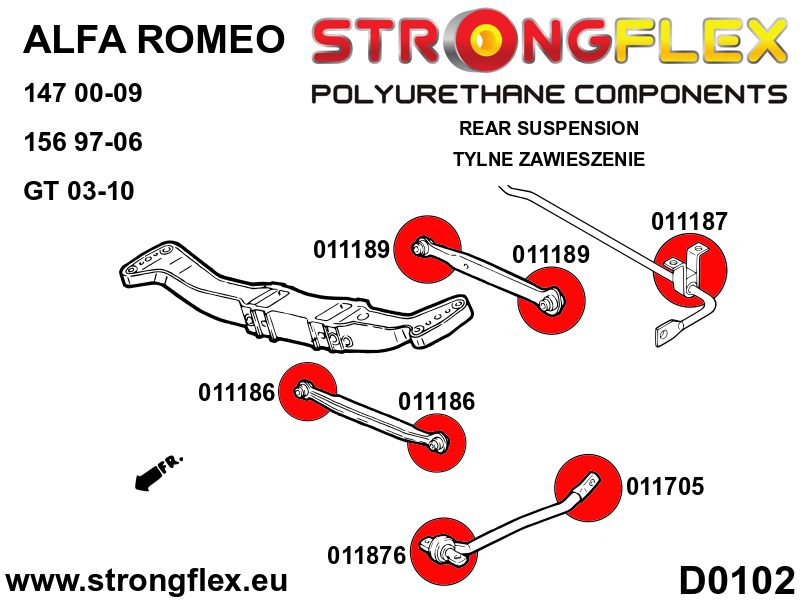 Kit de silentblock de suspensión trasera Alfa Romeo 147 type 937 FWD (016076B)