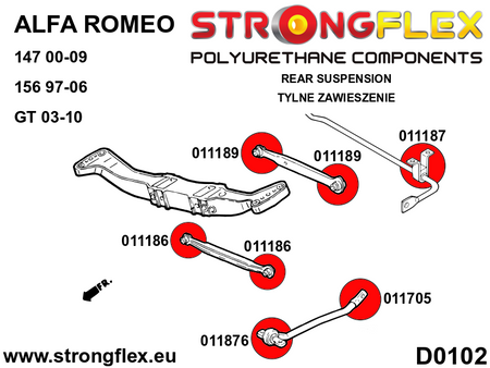 Silentblock de brazo tirado trasero delantero SPORT Alfa Romeo 147 type 937 (011876A)