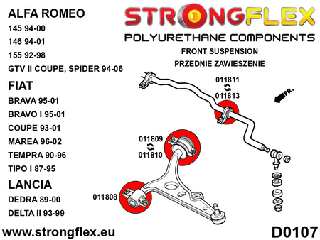 Silentblock delantero del brazo delantero SPORT Alfa Romeo GTV 145 (011808A)