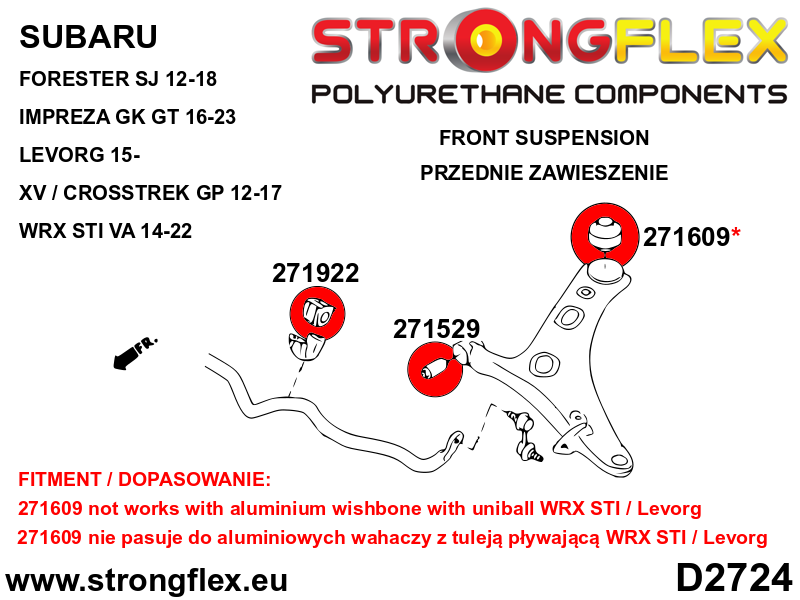 Kit de suspensión delantera SPORT Subaru Forester Levorg VM XV Crosstrek (276250A)