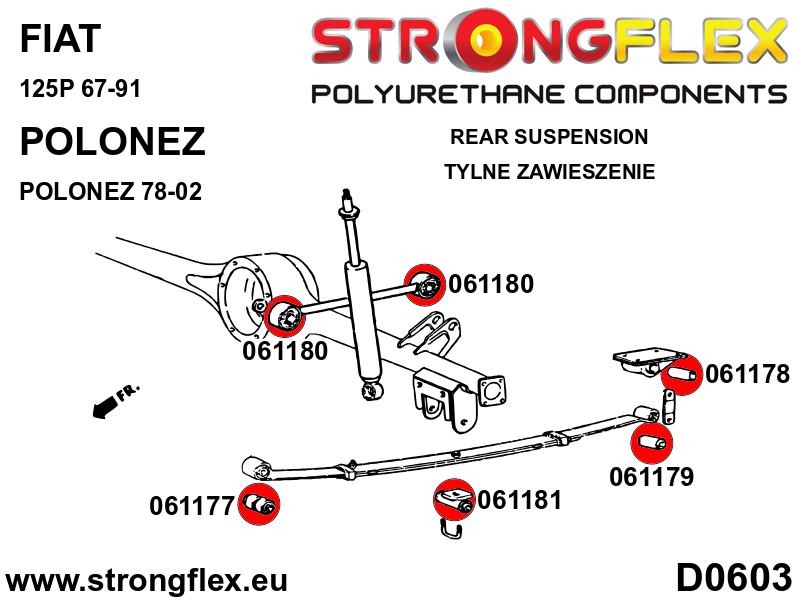 Silentblock inferior del balancín de la ballesta trasera SPORT Fiat (061179A)