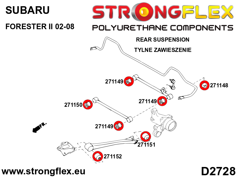 Kit de silentblock de suspensión trasera Subaru Forester (276253B)