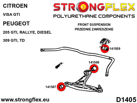 Kit de suspensión delantera y eje trasero SPORT Peugeot 309 205 (146105A)