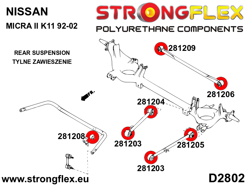 Silentblock del brazo superior trasero lado trasero Nissan Micra K11 (281204B)
