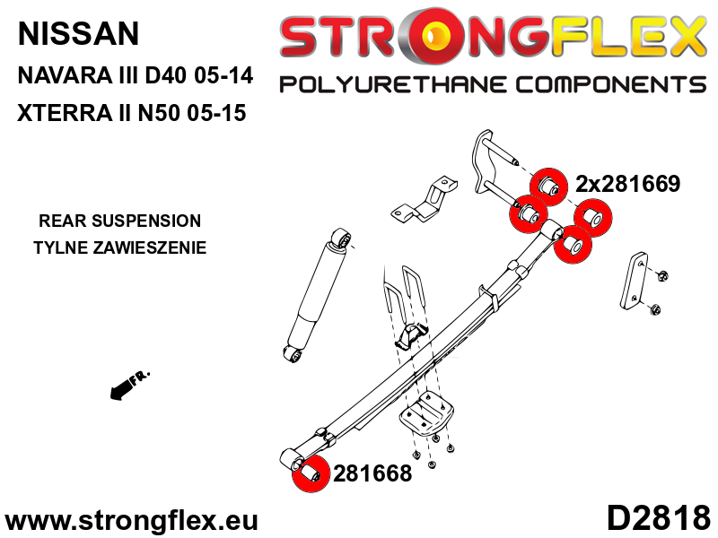 Silentblock del muelle SPORT Nissan Navara D40 Xterra II N50 (281668A)