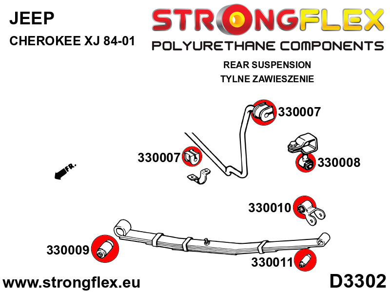 Silentblock delantero de la ballesta trasera SPORT Jeep Cherokee (330009A)