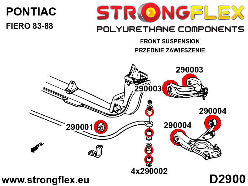 Kit de silentblocks de suspensión delantera SPORT Pontiac Fiero (296105A)