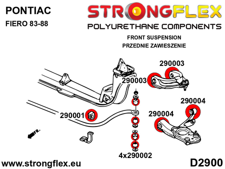 Kit de silentblocks de suspensión delantera SPORT Pontiac Fiero (296105A)