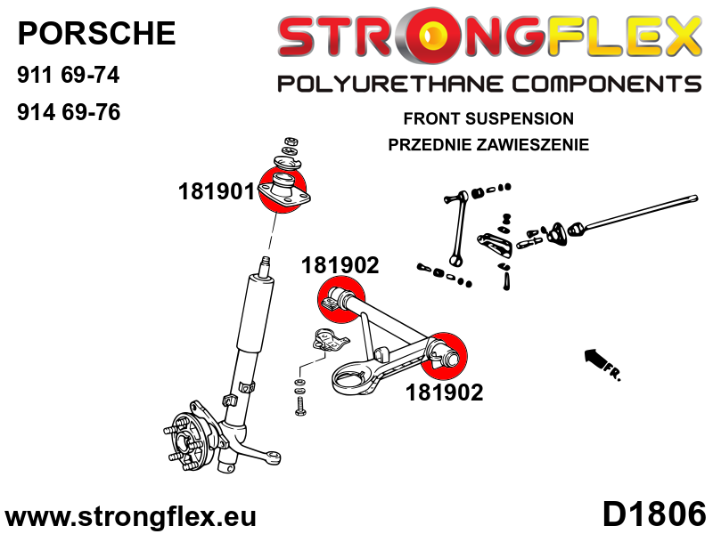 Buje de horquilla delantera Porsche 911 914 (181902B)
