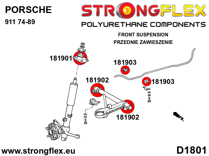 Buje de horquilla delantera Porsche 911 914 (181902B)