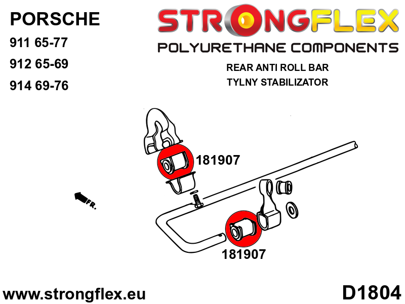 Silentblock de la barra estabilizadora trasera Porsche 911 912 914 (181907B)