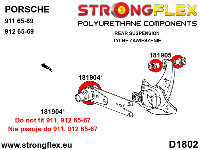 Silentblock exterior del brazo de control trasero Porsche 911 912 (181904B)