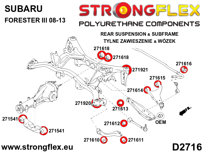 Silentblock del brazo de arrastre trasero trasero Subaru Tribeca B9  WX (271611B)