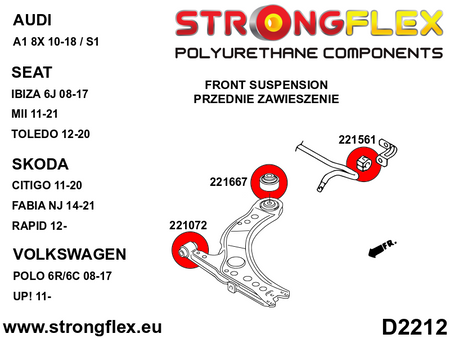 Kit completo de silentblocks de suspensión SPORT Audi A1 8X S1 (226240A)
