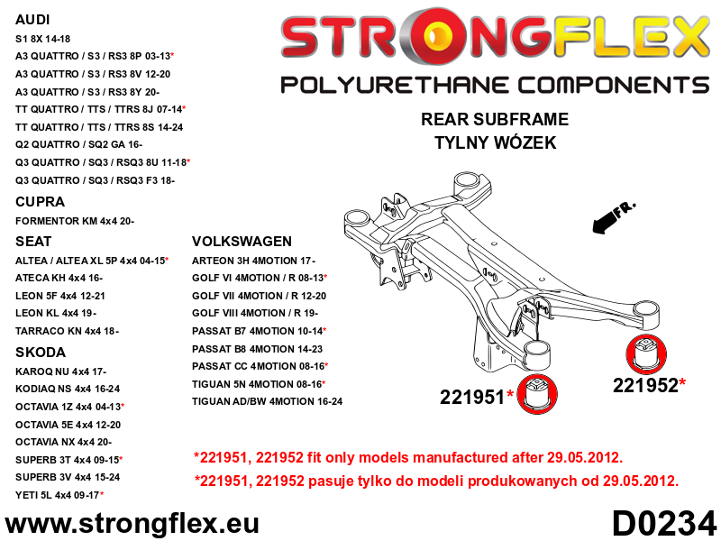 Kit completo de silentblocks de suspensión Audi A1 8X S1 (226240B)