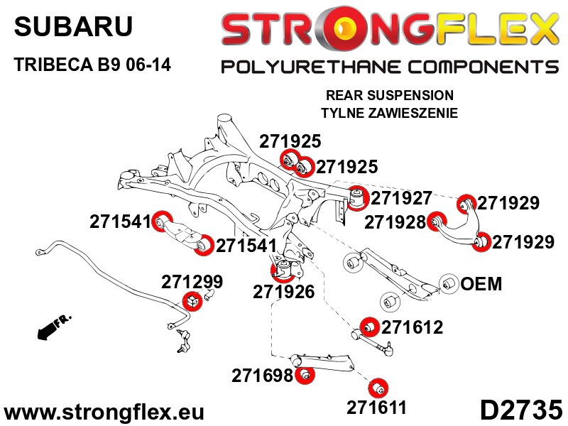 Silentblock de brazo tirado trasero delantero SPORT Subaru Tribeca B9  WX (271698A)