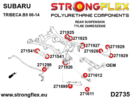 Silentblock de brazo tirado trasero delantero Subaru Tribeca B9  WX BRZ (271698B)