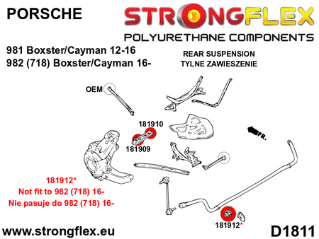 Silentblock del basculante interno SPORT Porsche 911 GT2 GT3 Boxster Cayman (181910A)