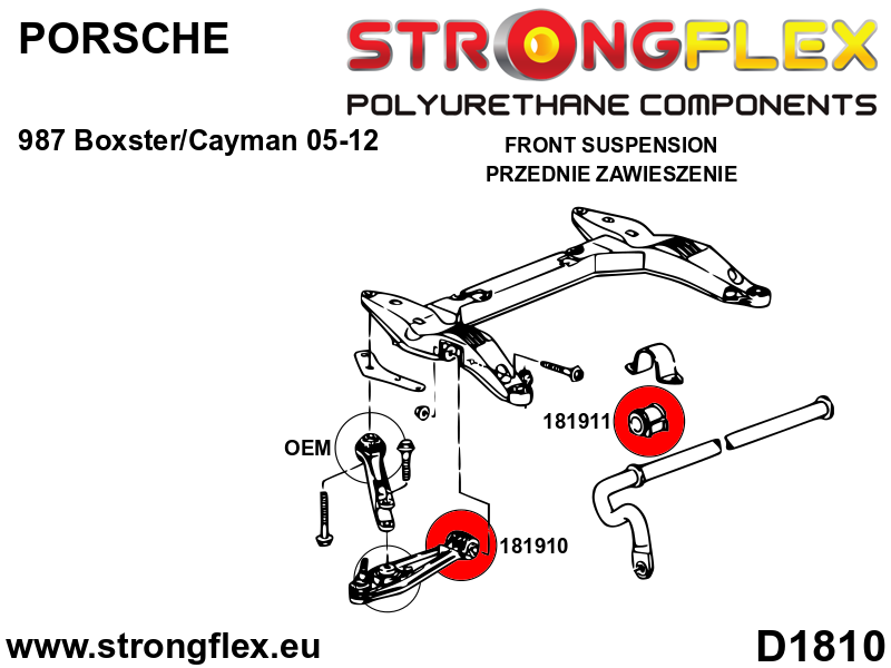 Silentblock del basculante interno SPORT Porsche 911 GT2 GT3 Boxster Cayman (181910A)