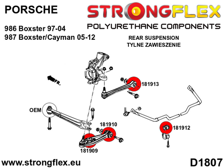 Kit completo de silentblocks de suspensión SPORT Porsche Boxster Cayman (186103A)