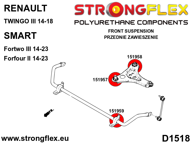 Silentblock de horquilla delantera trasera SPORT Renault Twingo Fortwo (151958A)