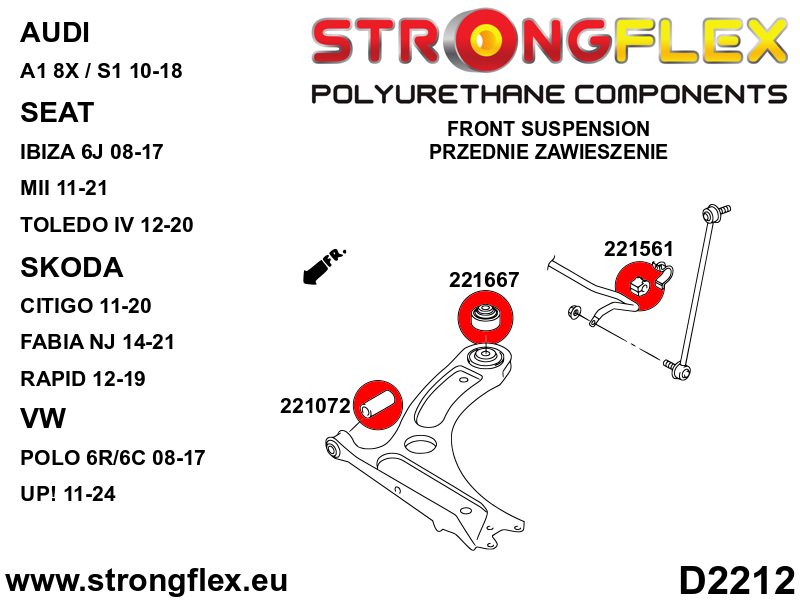 Kit de suspensión delantera y eje trasero Seat Mii Citigo UP! (226243B)