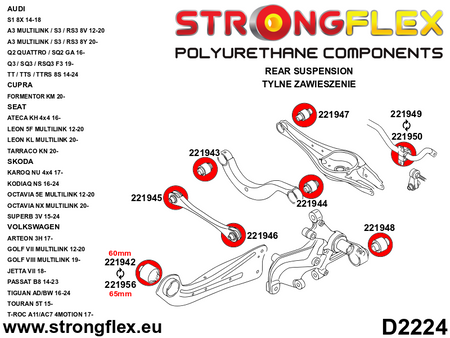 Silentblock de estabilizadora trasera SPORT Audi A3 8V 8X 5T A7 8Y 8S F3 5F (221949A)