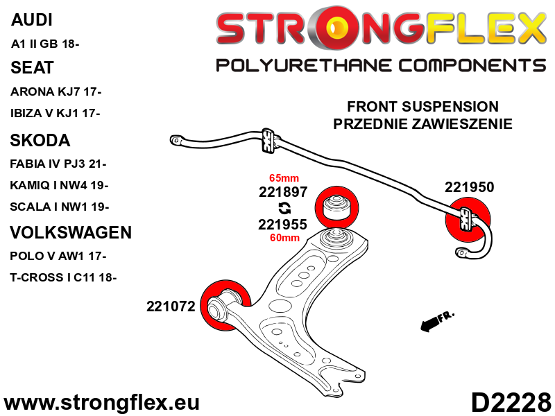 Kit de suspensión delantera y eje trasero SPORT Seat Ibiza KJ1 AW1 A1 S1 (226247A)