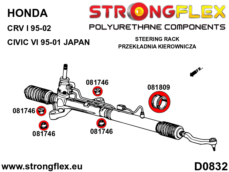 Silentblock de cremallera de dirección SPORT Acura Integra DB6 DC1 DC2 EM1 (081746A)