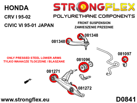 Silentblock interior del brazo inferior delantero SPORT Honda Civic EM1 RD1 (081271A)