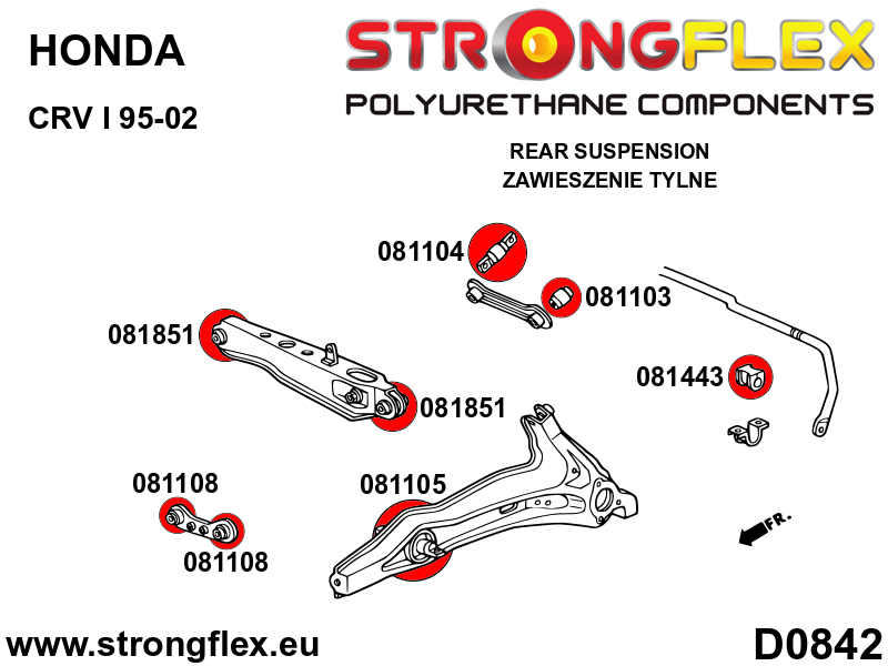 Silentblock del brazo de control inferior trasero SPORT Honda CR-V RD1 RD2 (081851A)