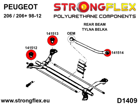 Kit silentblocks viga trasera SPORT Peugeot 206 206+ (146106A)
