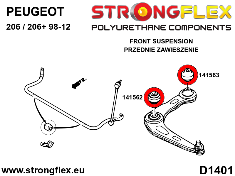 Silentblock trasero del brazo delantero Peugeot 206 206+ Berlingo C4 (141563B)