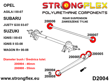 Silentblock de brazo tirado trasero delantero 46mm SPORT Suzuki Ignis G3X (200004A)