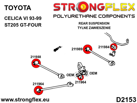 Kit de silentblock de suspensión trasera Toyota Celica T200 ST205 AWD (216279B)