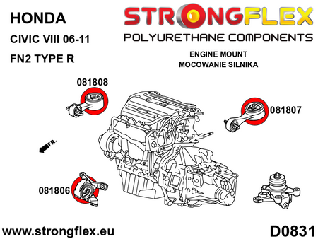 Inserto del soporte del motor lado trasero SPORT Honda Civic FN2 (081807A)