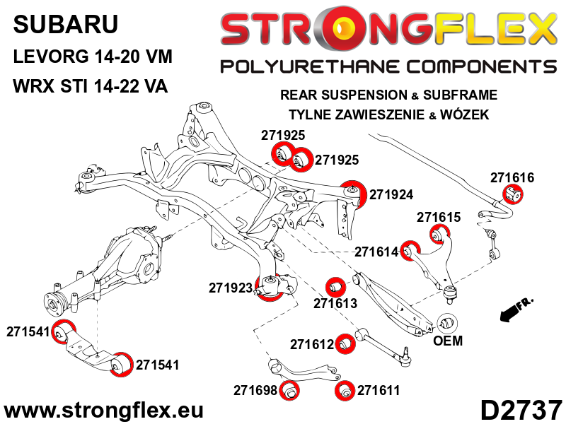 Silentblock delantero del soporte del diferencial trasero SPORT Subaru (271541A)