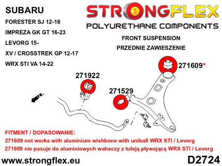 Kit completo de suspensión SPORT Subaru Levorg VM WRX STI VA (276257A)