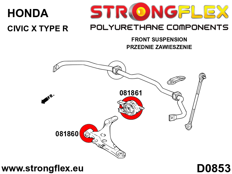 Silentblock de horquilla delantera trasera Honda Civic FK8 (081861B)