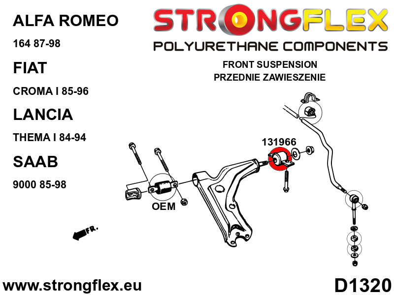 Silentblock de horquilla delantera trasera SPORT Saab 9000 164 type 168 (131966A)